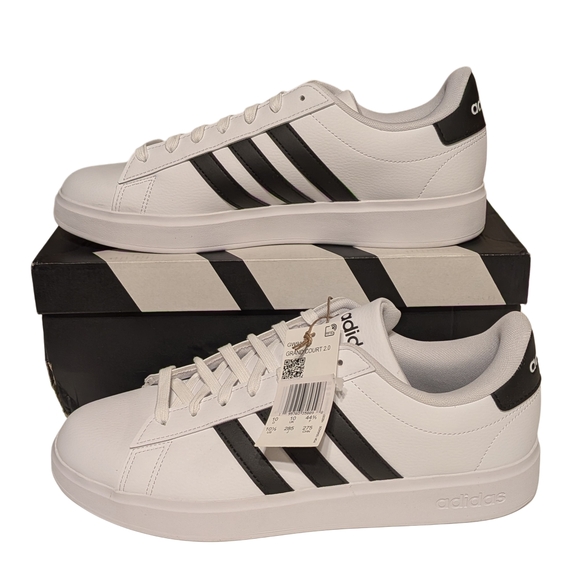 Adidas Grand Court 2.0 White Black Sneakers Mens 10.5 Tennis Casual Shoes GW9195 - Picture 3 of 9